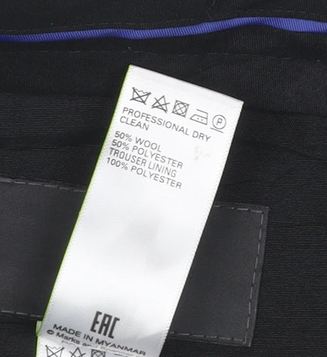 Marks and Spencer Womens Black Wool Blend Regular Dress Pants 34in Waist