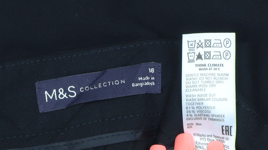 Marks and Spencer Women's Black Size 18 Stretch Straight Trousers