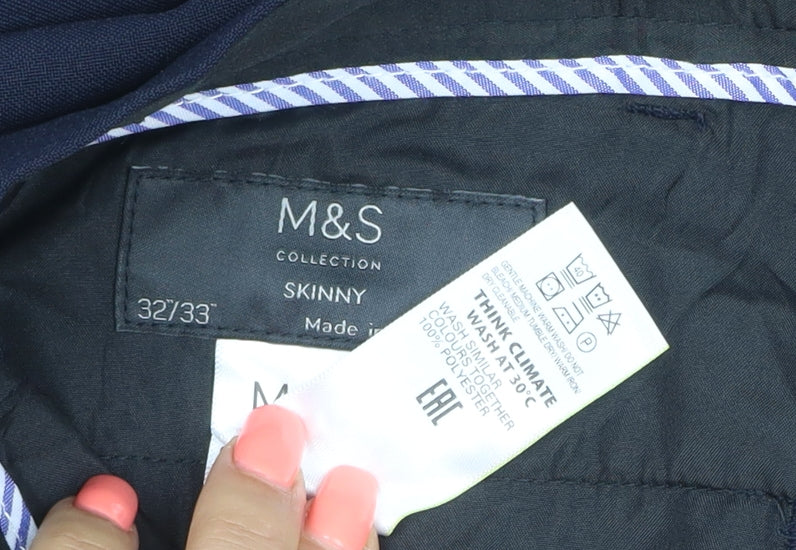 Marks and Spencer Men's Blue Skinny Dress Trousers 32x33
