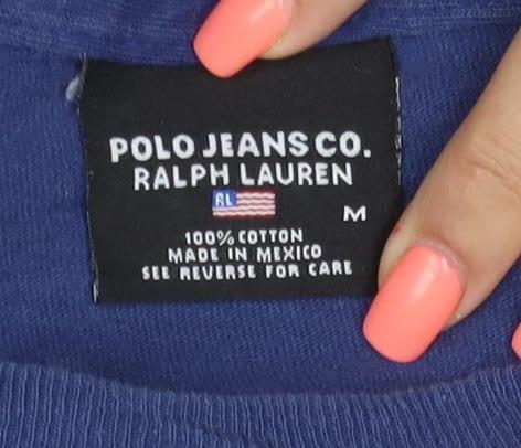 Ralph Lauren Men’s Blue Long Sleeve Logo Cotton T-Shirt M