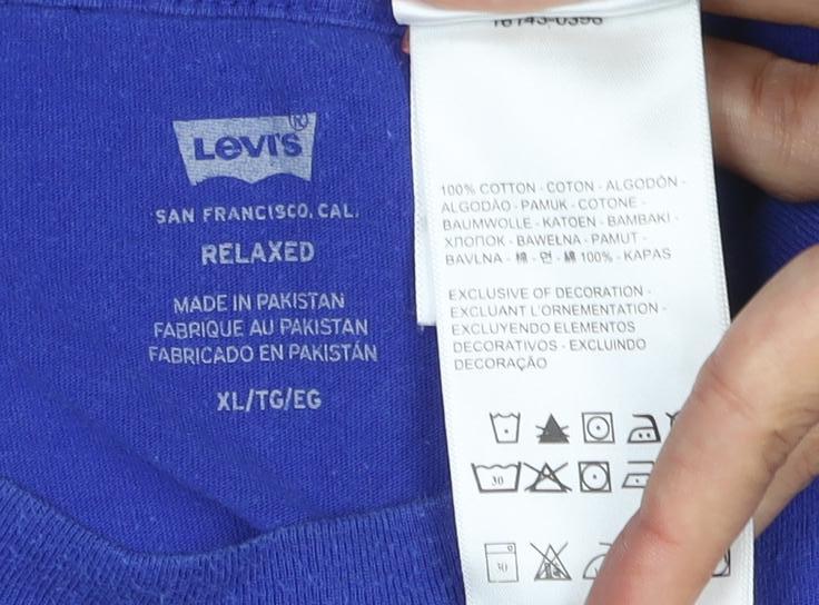 Levi's Men's Blue Cotton Crew Neck Short Sleeve T-Shirt XL