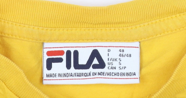 Fila Womens Yellow Colourblock Logo Cotton T-Shirt Size S