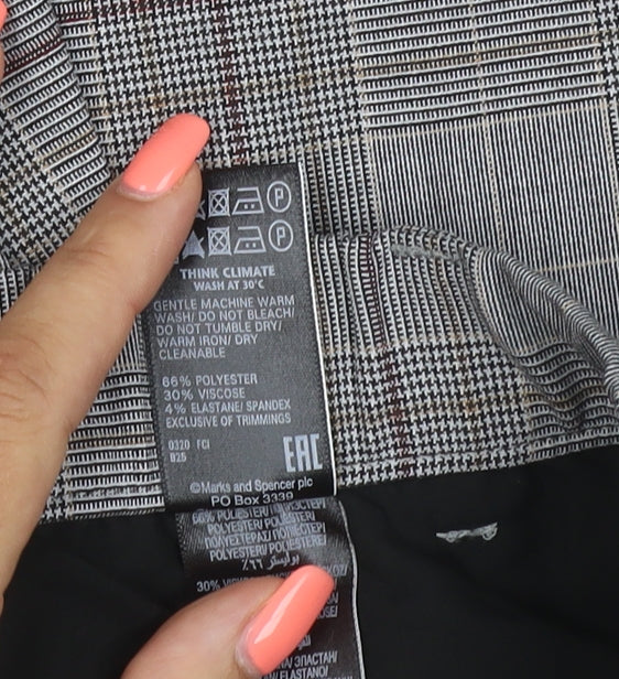 Marks and Spencer Women’s Grey Check Straight Leg Trousers Size 12