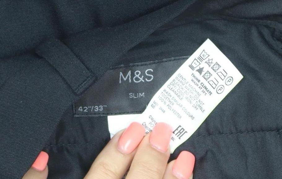 Marks and Spencer Men's Black Slim Fit Dress Trousers 42x33