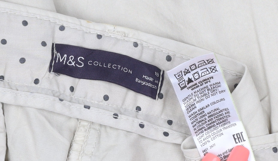 Marks and Spencer Womens Beige Chino Trousers Size 18 Cotton