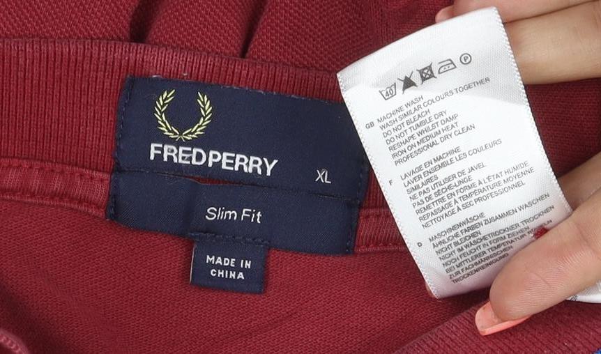Fred Perry Men's Red Slim Fit Polo Shirt XL Cotton Casual