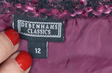Debenhams Women Purple A-Line Tweed Skirt Size 12 Wool Blend