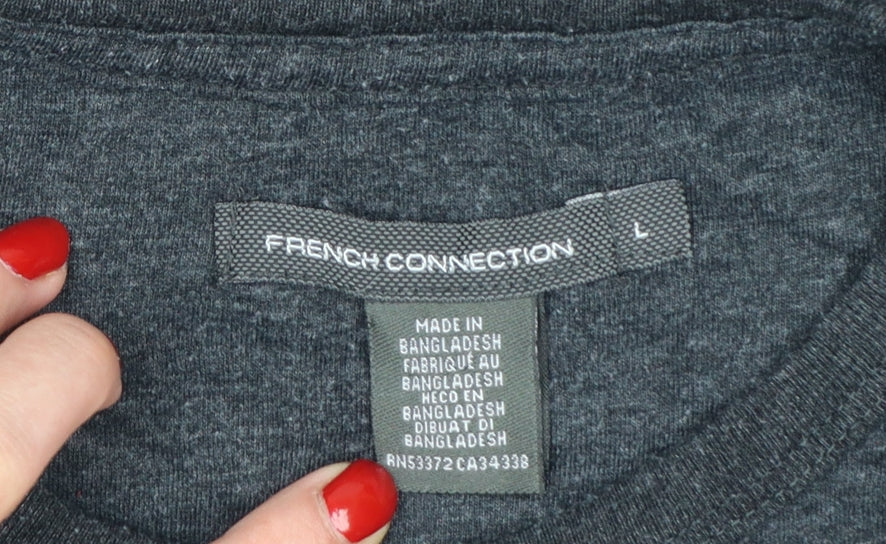 French Connection Men's Grey Crew Neck Short Sleeve T-Shirt Size L