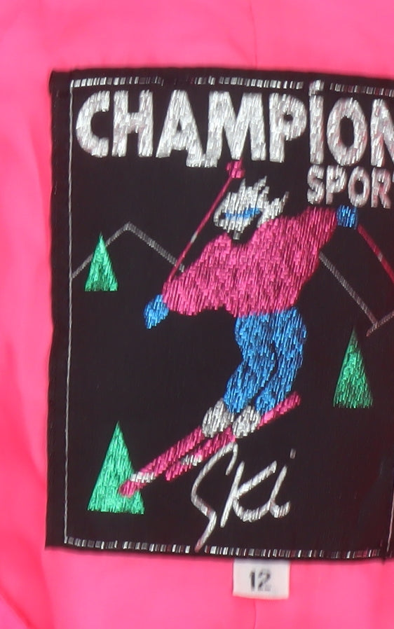 Champion Sport Women's Pink Ski Jumpsuit Size 12 Polyester Zip Pockets