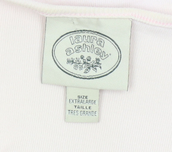 Laura Ashley Women’s Pink Cotton Basic T-Shirt XL