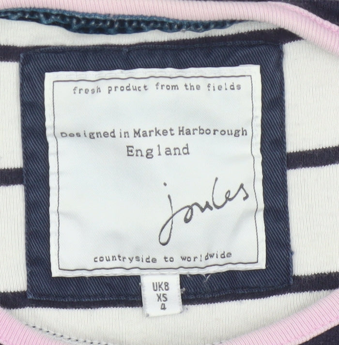 Joules Women's Blue Striped Long Sleeve Cotton T-Shirt XS
