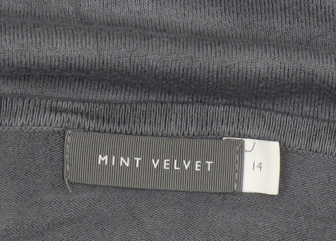 Mint Velvet Women Grey Size 14 Asymmetric Hem Pullover Jumper