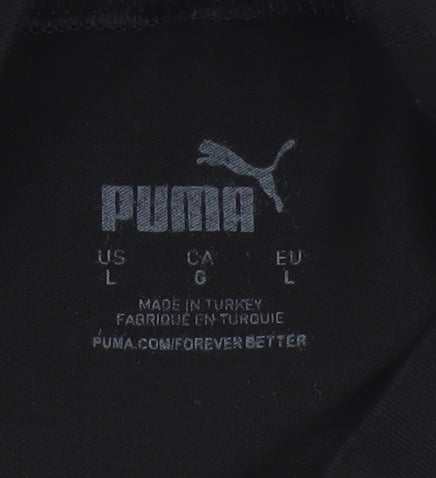 Puma Women's Black Mock Neck Long Sleeve Cropped Top L