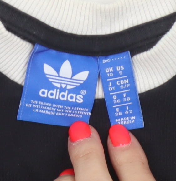 Adidas Women Black Long Sleeve Crew Neck Jersey Top Size 10
