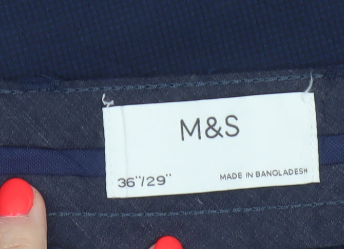 Marks and Spencer Men's Blue 36 Regular Fit Chino Trousers