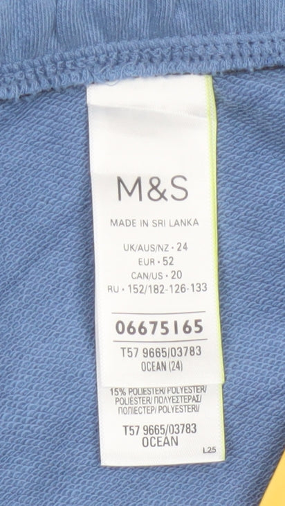 Marks and Spencer Women's Blue Cotton Blend Casual Shorts Size 24