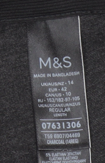 Marks and Spencer Women Charcoal Size 14 Regular Straight Trousers
