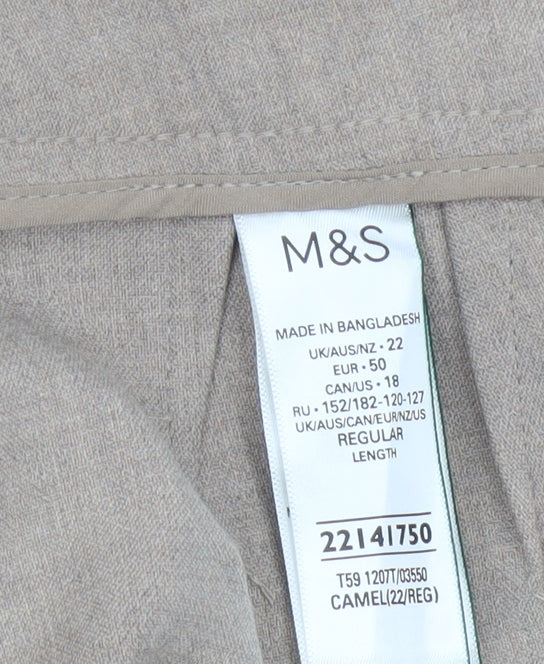 Marks and Spencer Women Beige Regular Length Straight Trousers Size 22