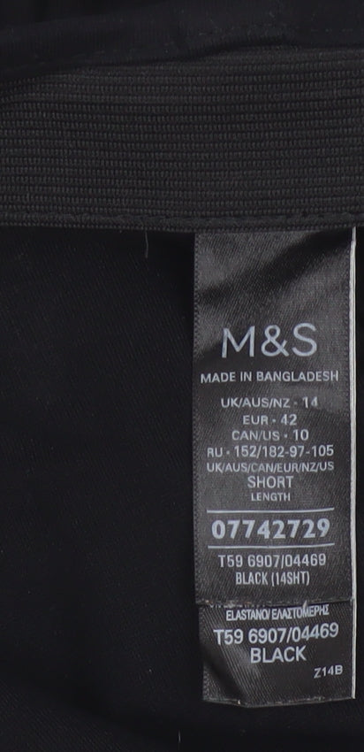 Marks and Spencer Women’s Black Size 14 Straight Leg Stretch Trousers