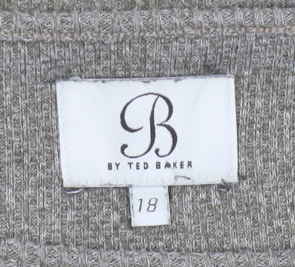 Ted Baker Women’s Grey Knit Jersey Long Sleeve Top Size 18