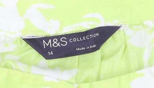 Marks and Spencer Women's Green Floral Long Sleeve Blouse Size 14