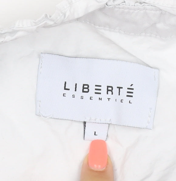 Liberté Essentiel Women’s White Ruffle Cotton Blouse L