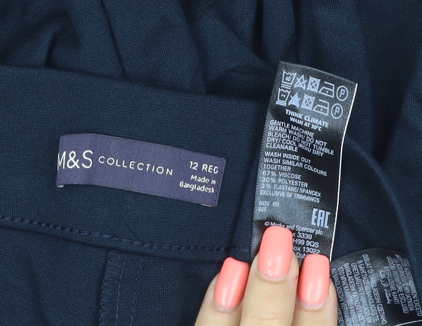 Marks and Spencer Womens Black Size 12 Regular Viscose Blend Leggings