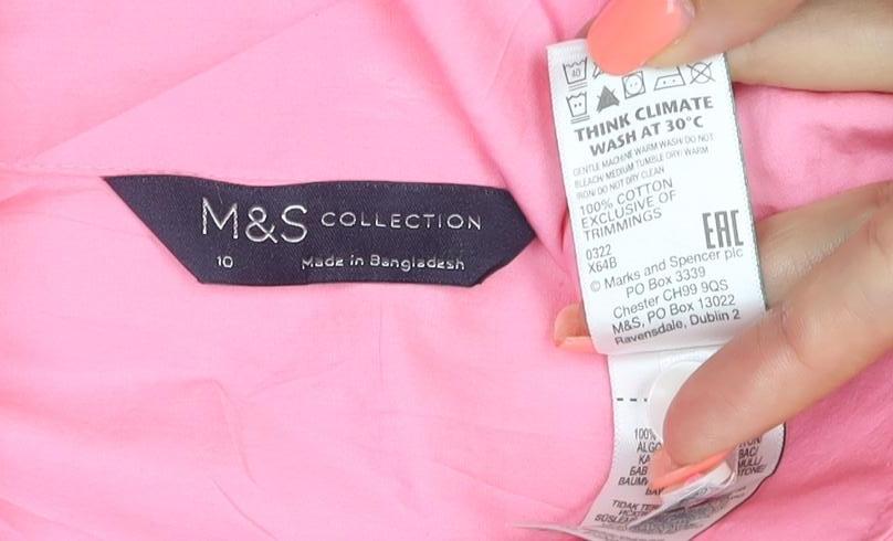 Marks and Spencer Men’s Pink Long Sleeve Cotton Button-Up Shirt Size 10