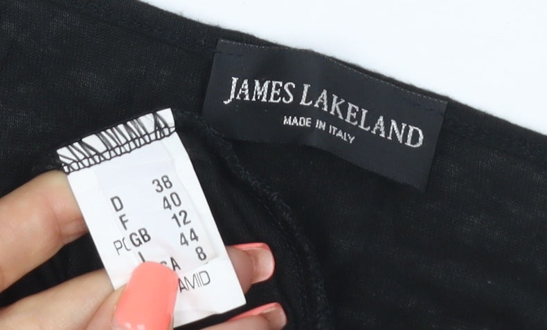 James Lakeland Women’s Black Wrap Blouse Long Sleeve Size 12