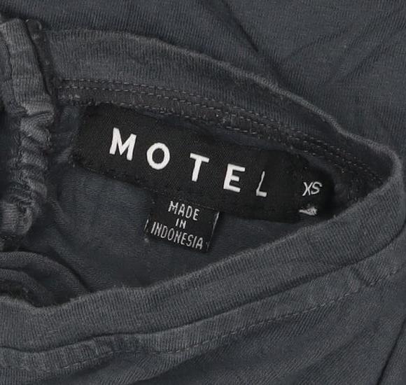 MOTEL Womens Black XS Cropped Long Sleeve Tie Back Top