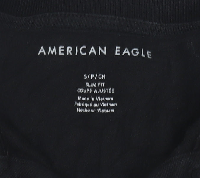 American Eagle Men’s Black Slim Fit Polo Shirt Size S