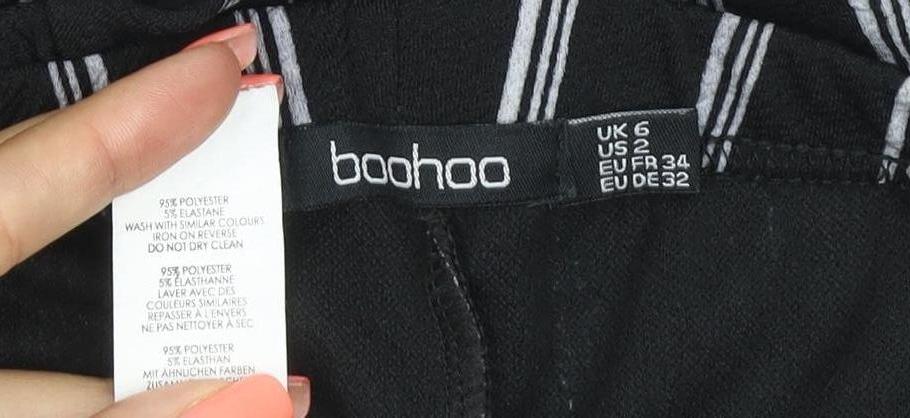 Boohoo Women's Black Striped Flared Slim Trousers Size 6
