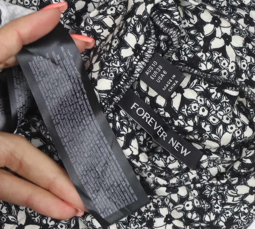 Forever New Women's Black Floral Midi Wrap Dress Size 10