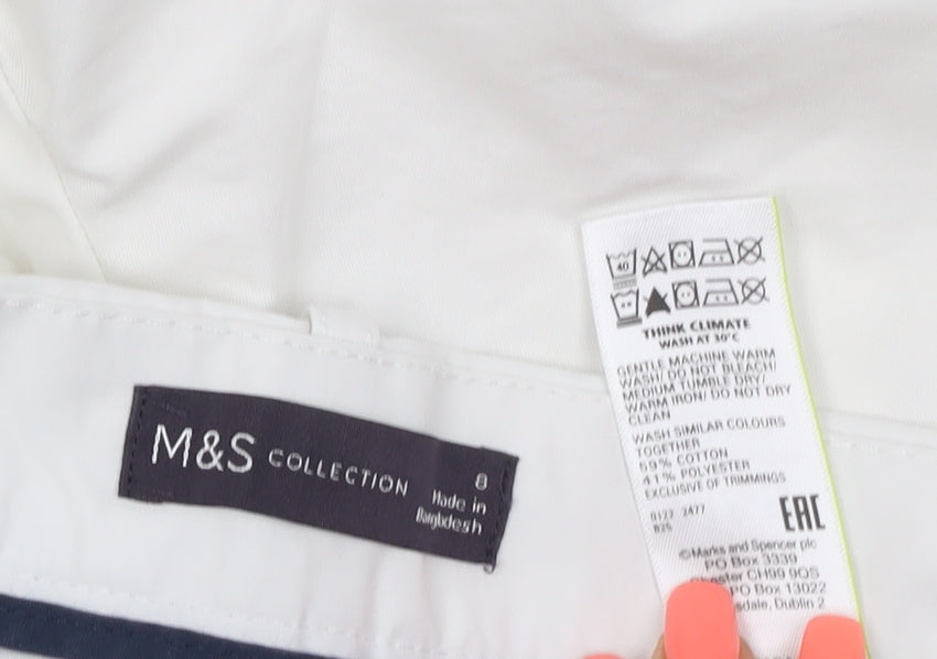 Marks and Spencer Women White Straight Leg Jeans Size 8 Regular Fit
