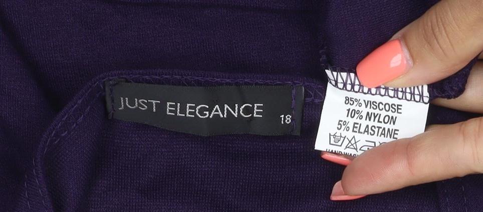 Just Elegance Women's Purple 3/4 Sleeve V-Neck Tunic Blouse Size 18