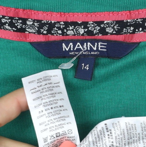 Maine New England Women's Green Size 14 Striped Long Sleeve T-Shirt