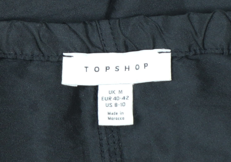 Topshop Women Black M Jogger Trousers with Elastic Waist and Drawstring