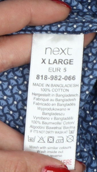 Next Men's Blue Geometric Button-Down Cotton Shirt XL