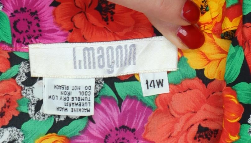 I. Magnin Women's Multicoloured Floral Button-Up Shirt 14 Plus