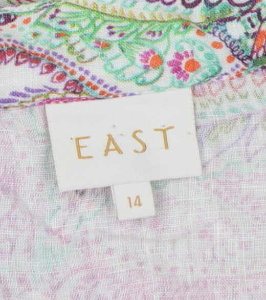 East Women’s Multicoloured Paisley V-Neck Shift Dress Size 14