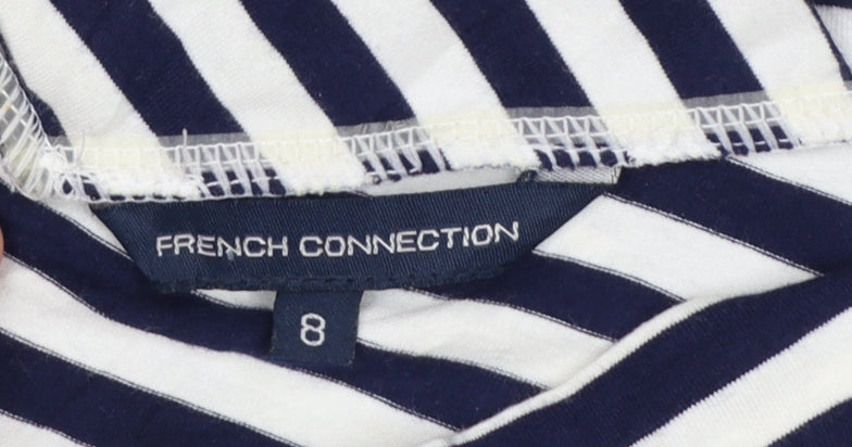 French Connection Women Blue White Striped Bodycon Dress Size 8