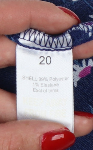 Studio Women Blue Floral A-Line Knee Length Dress Size 20