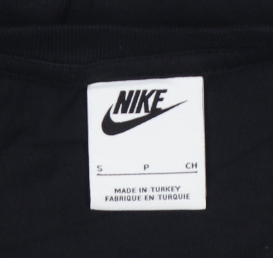 Nike Women's Black Cropped T-Shirt Small Relaxed Fit Sports Top
