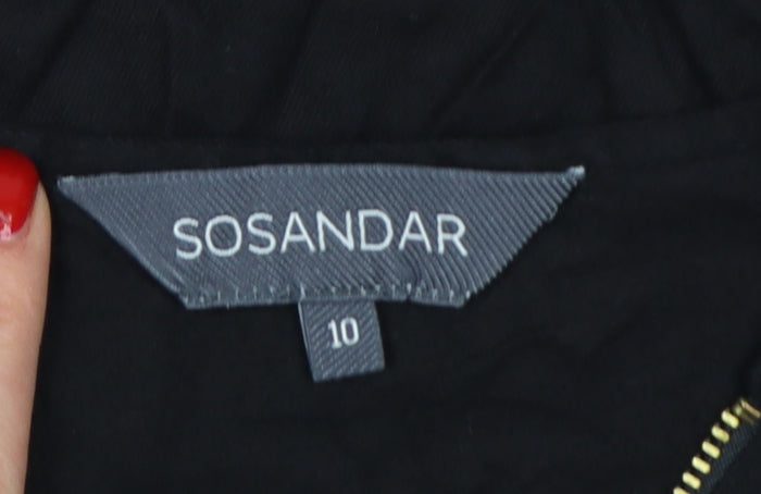 Sosandar Women’s Black Knee Length Zip Shirt Dress Size 10