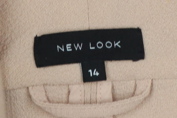 New Look Women Beige Shawl Collar Open Front Blazer Size 14