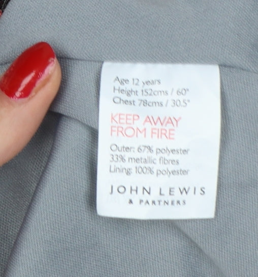 John Lewis Girls Grey Sequin Fit & Flare Party Dress Age 12 Years