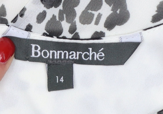 Bonmarché Women’s Grey Animal Print Sleeveless A-Line Dress Size 14