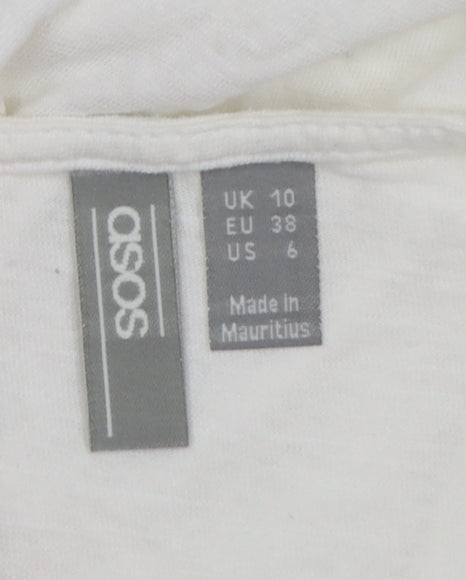 ASOS Women White Size 10 Midi Slip Dress Button Front Summer