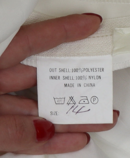 High Society Women’s Ivory Beaded Strapless Satin Blouse Size 14