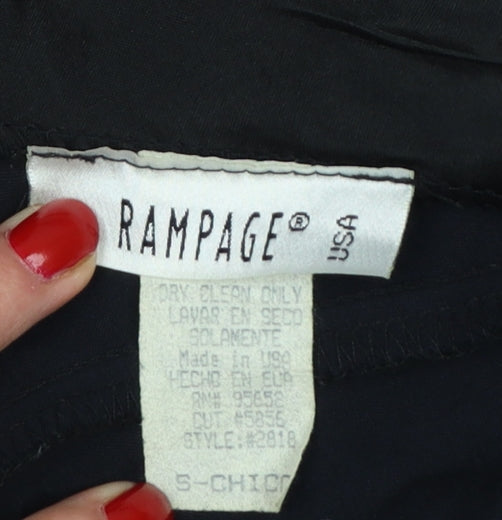 Rampage Women Black Long Sheath Dress Size 8 Sleeveless Embroidered Retro Evening